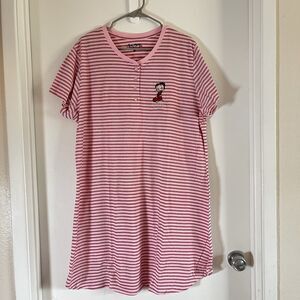 Y2K Womens 2X Betty Boop Striped T Shirt Dress Pink Red